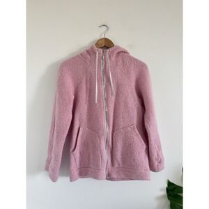 Lululemon Women's 6 Pink Wool So Sherpa Teddy Hooded  Full Zip Jacket